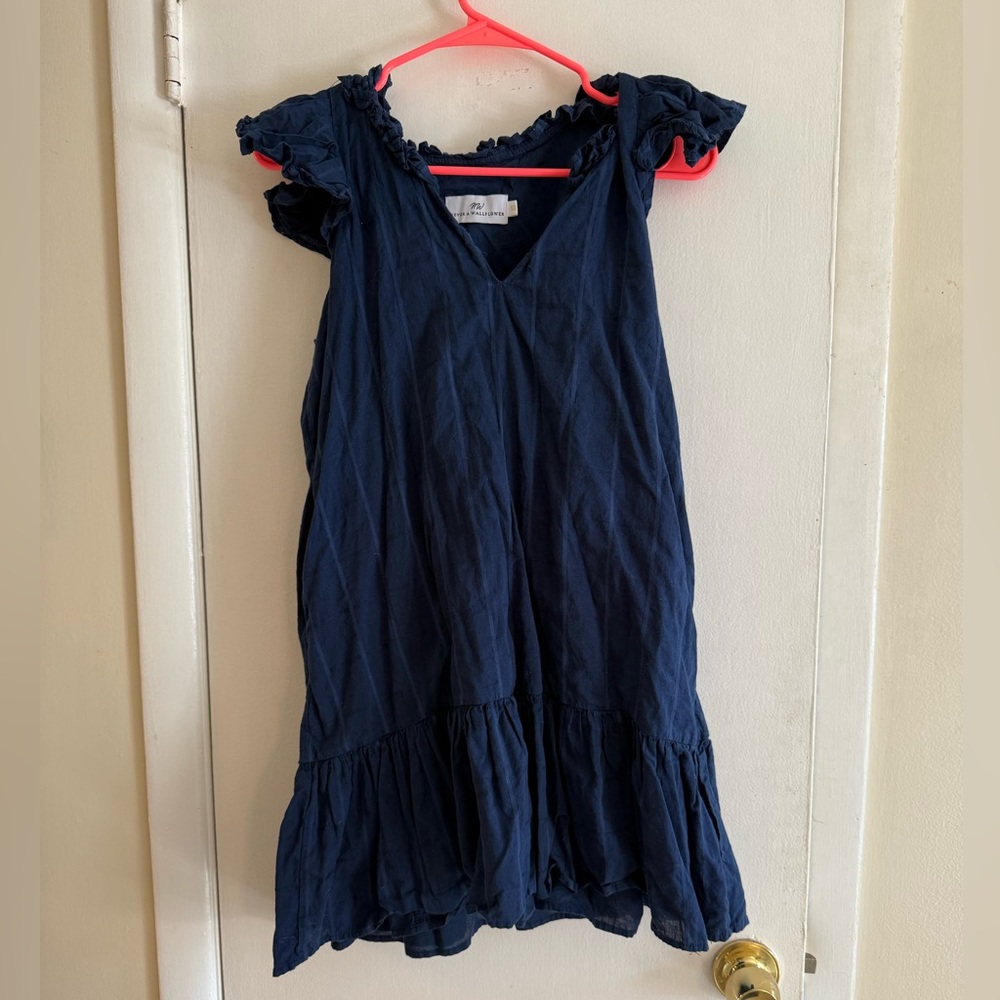 NWOT Never a Wallflower Rachel Dress in Navy Windowpane Plaid- size XS